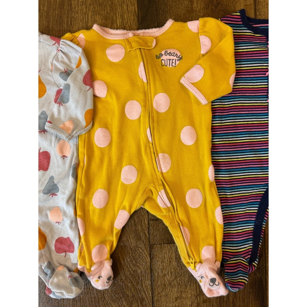 Carters Sleepers Girl 3 Months Lot Rompers Outfits Sleep N Plays Bundle Fruit - Picture 6 of 11